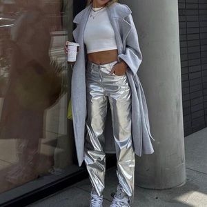 Metallic Silver Trouser